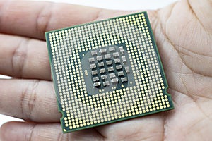 Realistic cpu back view processor chip