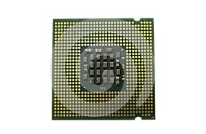 Realistic cpu back view processor chip isolated