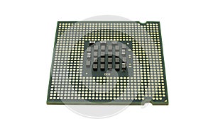 Realistic cpu back view processor chip isolated