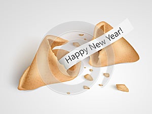 Realistic cracked fortune cookie