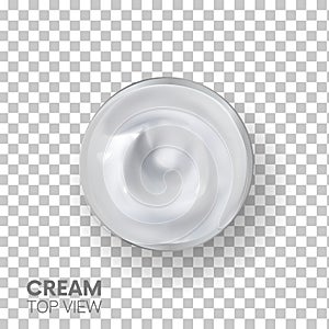 Realistic Cream TOP view. special 3d effects. cosmetic white cream for skin  On transparent Background.texture