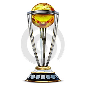 Realistic Cricket World Cup Trophy on plain background