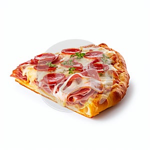 Realistic Croissant Pepperoni And Ham Pizza On White Background