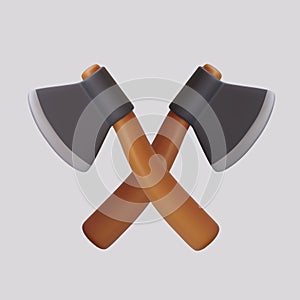 Realistic crossed axes. Competition between loggers. Vector illustration