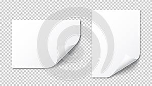 Realistic curled blank paper sheet with shadow in A4 format . Notebook or book page. Design template or mockup. Vector