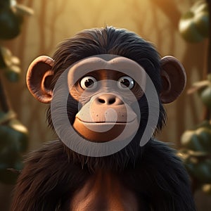 Realistic 3d Animated Chimp: Bonobo Character For Cute Animated Series photo