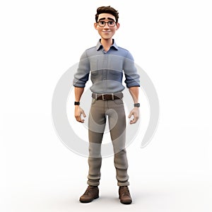 Meticulously Detailed 3d Male Character With Glasses In Adventure Themed Style photo