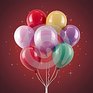 Realistic 3D balloons elevate holiday backgrounds in vector graphics photo