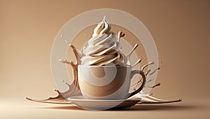 3D Coffee Splash Composition