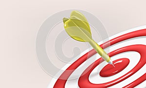 Realistic 3d design red target and yellow arrow. Marketing time concept. Targeting the business. Game of darts. Vector