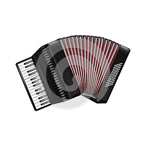Realistic 3d Detailed Bayan Accordion with Keyboard. Vector photo