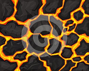 Realistic 3d Detailed Lava Texture Background Card. Vector photo