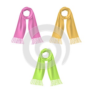Realistic 3d Detailed Soft Scarf Set. Vector