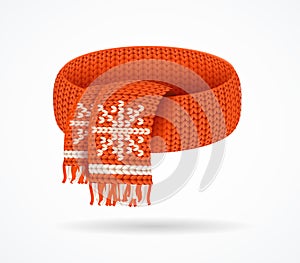 Realistic 3d Detailed Winter Knitted Scarf. Vector