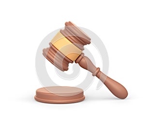 Realistic 3d icon of judge gavel for court verdict photo
