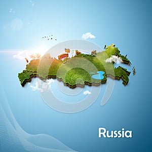 Realistic 3D Map of Russia photo