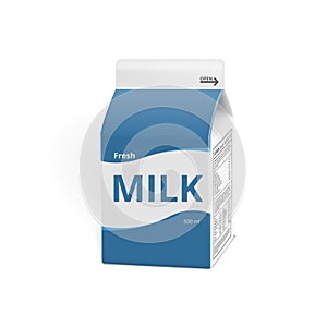 Realistic 3D Milk Carton Packing Isolated On White photo