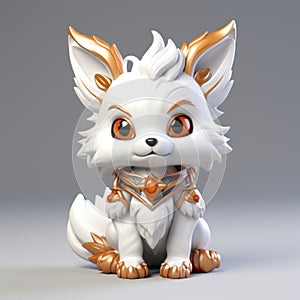 Realistic 3d Model Of Cute White And Gold Fox From World Of Warcraft photo