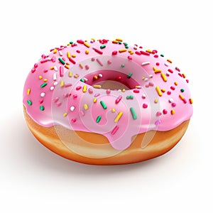 Realistic 3d Pink Sprinkled Donut - Duckcore Style photo