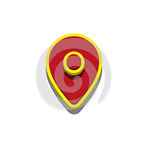 Realistic 3d pointer of map. Red map marker icon in vector.