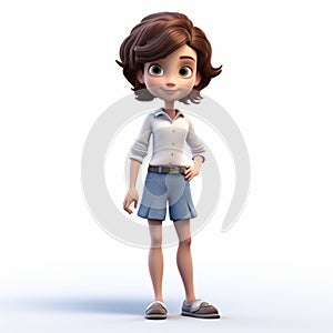 Realistic 3d Render Of Cartoon Girl Danielle In White Attire photo