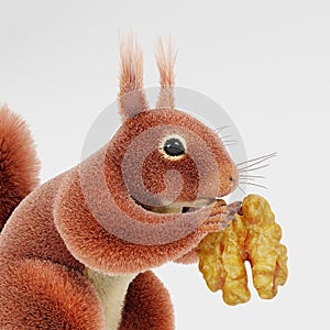 3D Render of Squirrel with Nut