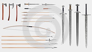 3d Render of Viking Weapons photo