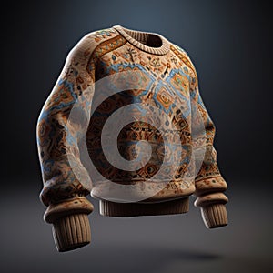 Realistic 3d Rendered Sweater With Embroidered Motifs photo