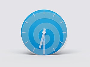 Realistic 3d rendering of a minimal blue wall clock  6:30 o'clock or Six thirty photo