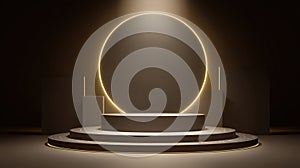 Realistic 3D Rendering Of Modern Podium With Spotlight For Sale Or Commerce Presentation