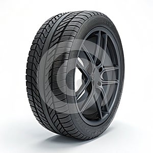 3D tire icon isolated on white background photo