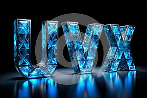 Realistic 3D Set of Letters U, V, W, X Made of Low Poly Style. Collection Symbols of Low Poly Style Blue Color Glass Isolated on photo