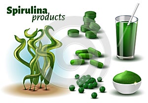 Realistic 3D Spirulina Products Advertisement photo