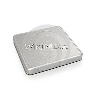 Realistic 3D square with Wikipedia logo isolated on white background photo