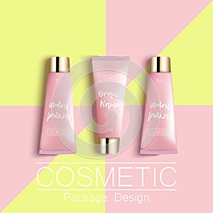 Realistic 3D template design cosmetics packaging photo