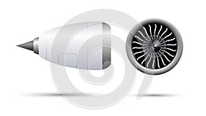Realistic 3D turbo-jet engine of airplane, vector illustration photo