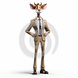 Realistic Deer Character In Suit: A Mischievous Feline Motif