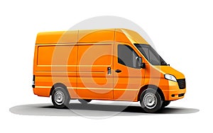 Realistic Delivery Van mockup on transparent layer for branding design and corporate identity company.