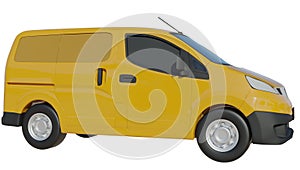 Realistic Delivery Van mockup on transparent layer for branding design and corporate identity company. 3d rendering.