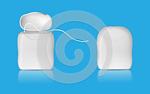 Realistic dental floss template. Closed and open case. vector.