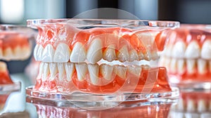 Realistic dental model display with detailed human teeth structure
