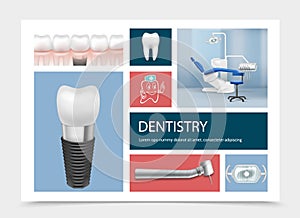 Realistic Dentistry Elements Composition