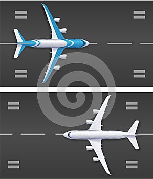 Realistic Detailed 3d Airplane Fly on Runway Landing. Vector