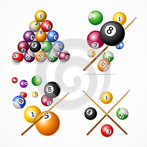 Realistic Detailed 3d Billiard Set. Vector