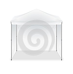 Realistic Detailed 3d Blank Outdoor White Tent. Vector