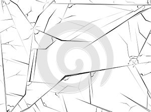 Realistic Detailed 3d Broken Transparent Window Background. Vector