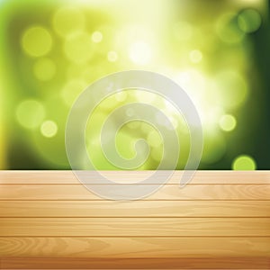 Realistic Detailed 3d Brown Wooden Table Top View. Vector