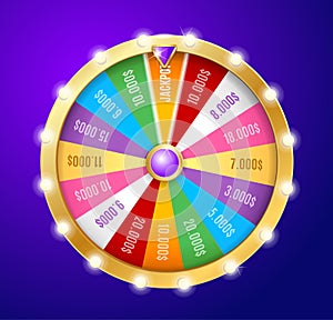 Realistic Detailed 3d Casino Fortune Wheel Jackpot Concept. Vector