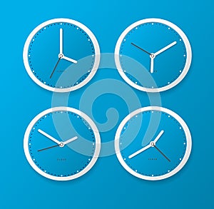 Realistic Detailed 3d Clock Airport Different Time Zone Concept. Vector