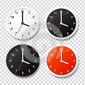 Realistic Detailed 3d Clock Template on a Transparent Background. Vector